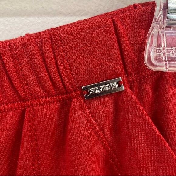 St. John Yellow Label Red Jersey Knit Lounge Pants Wide Leg Pull On Size S/M - Picture 3 of 6